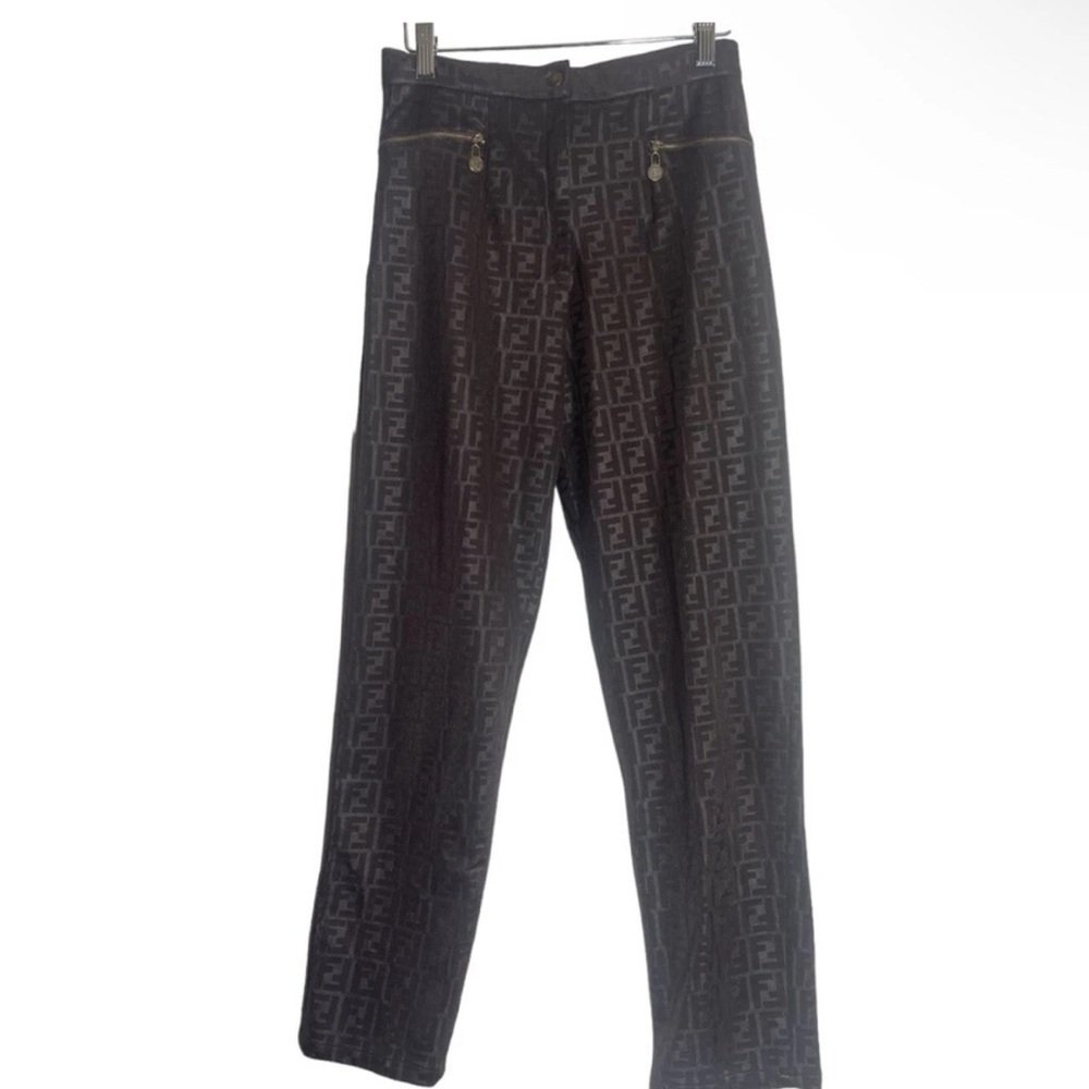 Fendi Vintage Monogram Deep Brown Zuca Leggings Size M - Picture 3 of 7
